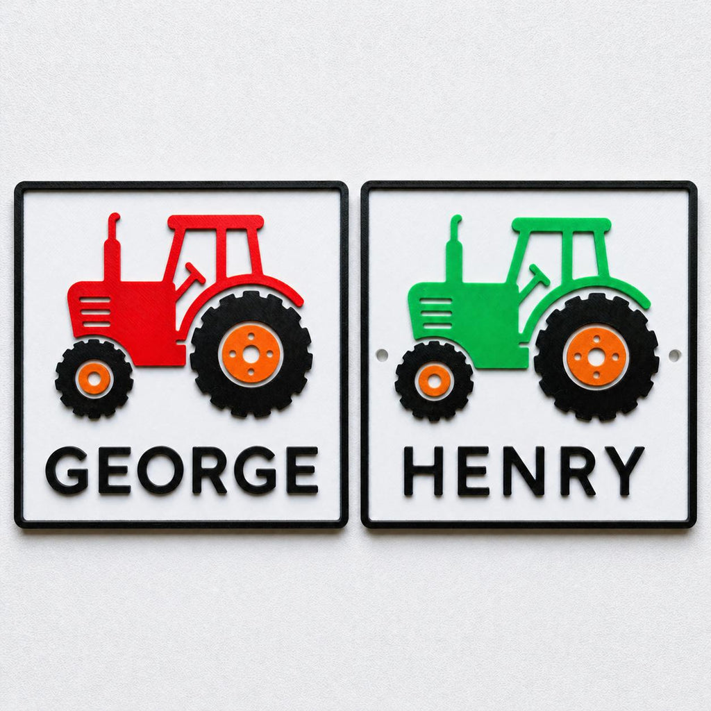 Personalised Boys Name Tractor Door Sign – Custom Kids Bedroom Decoration Plate