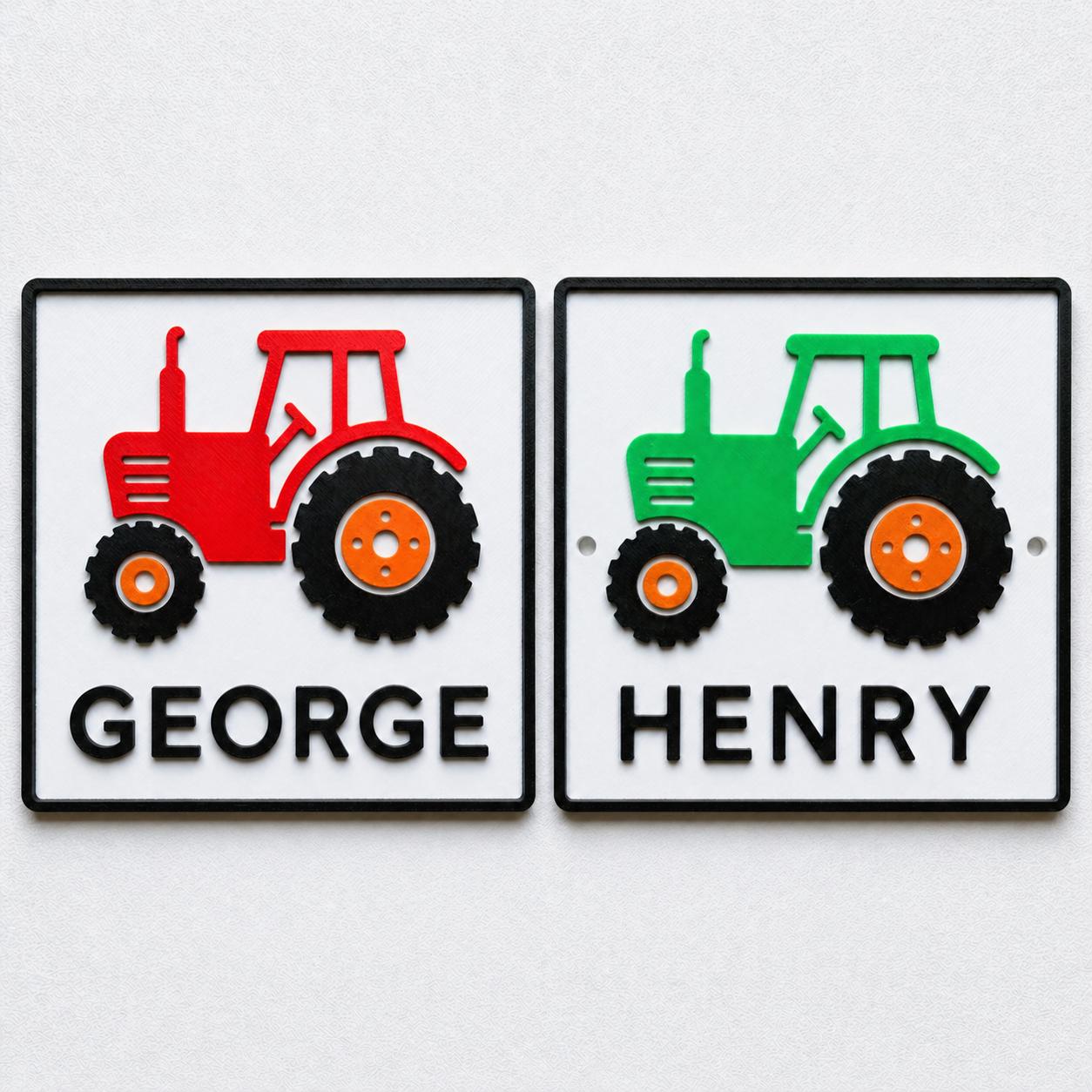 Personalised Boys Name Tractor Door Sign – Custom Kids Bedroom Decoration Plate