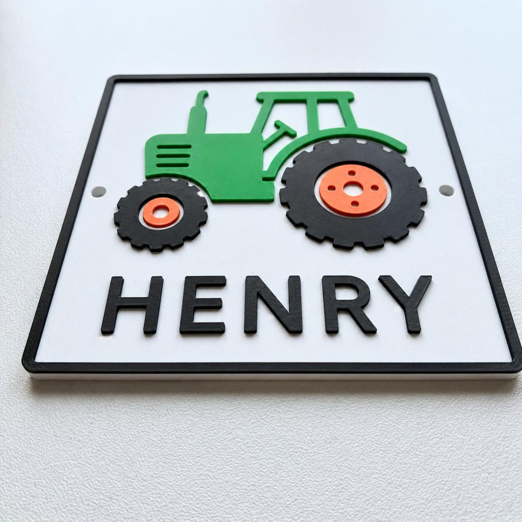 Personalised Boys Name Tractor Door Sign – Custom Kids Bedroom Decoration Plate