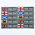 Personalised Embroidered Flag Patch Sew/Iron/VELCRO® Custom Text Badge Grey