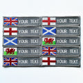 Personalised Embroidered Flag Patch Sew/Iron/VELCRO® Custom Text Badge Grey