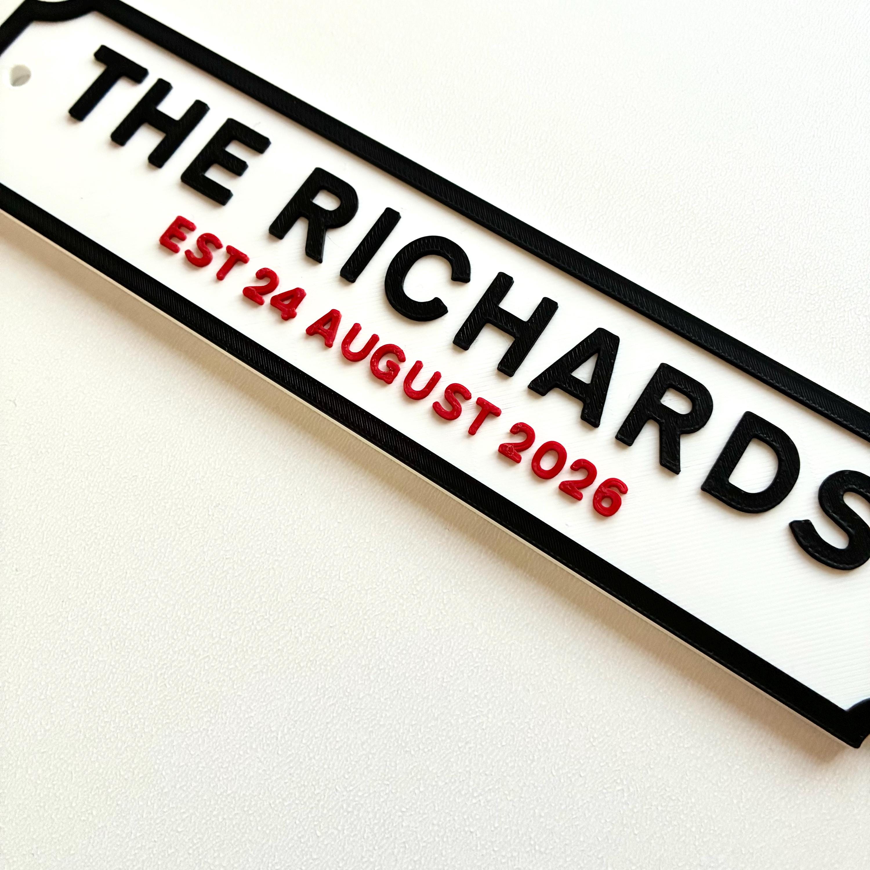 Personalised Text Sign – Custom Family Wedding Street Road House Decoration Plate
