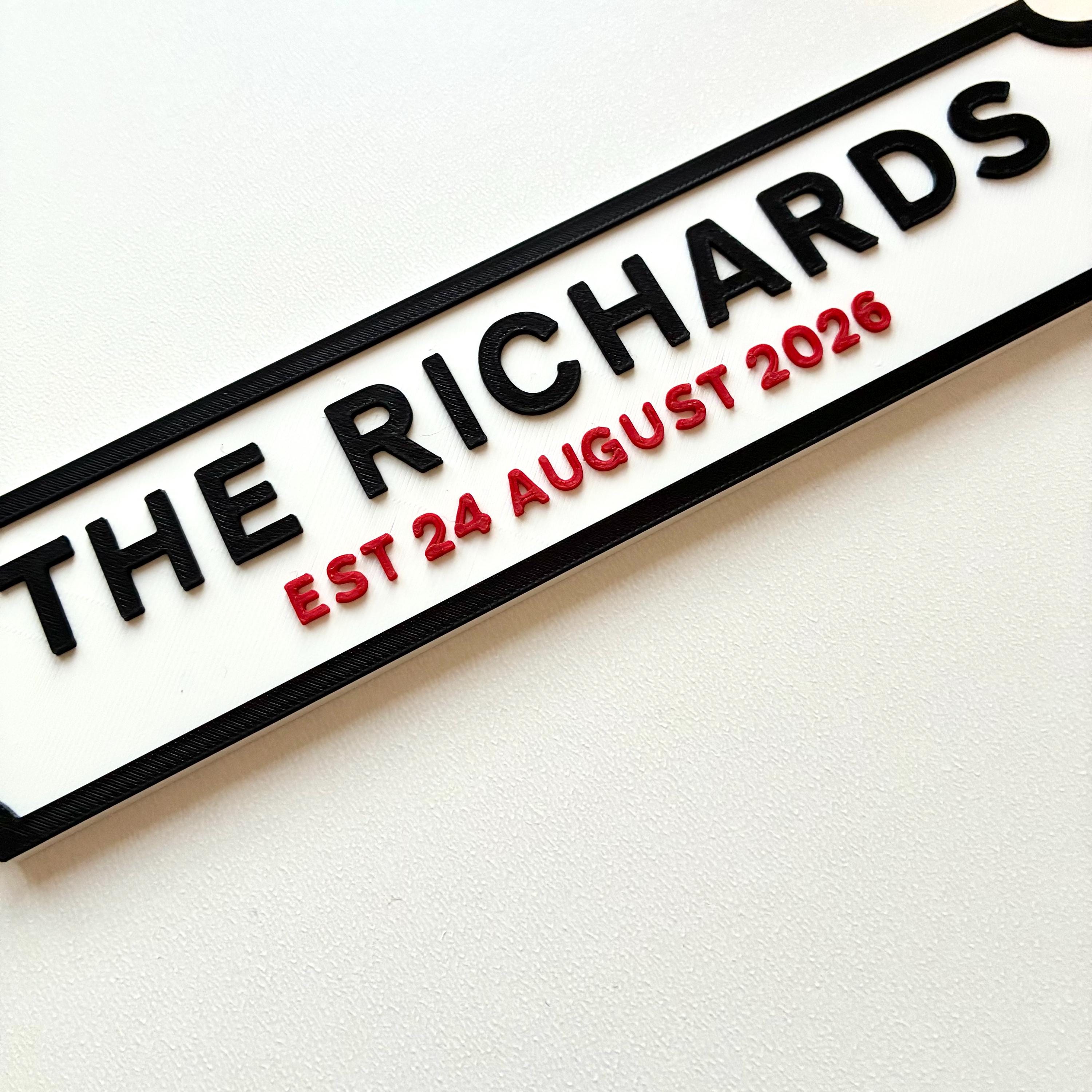Personalised Text Sign – Custom Family Wedding Street Road House Decoration Plate