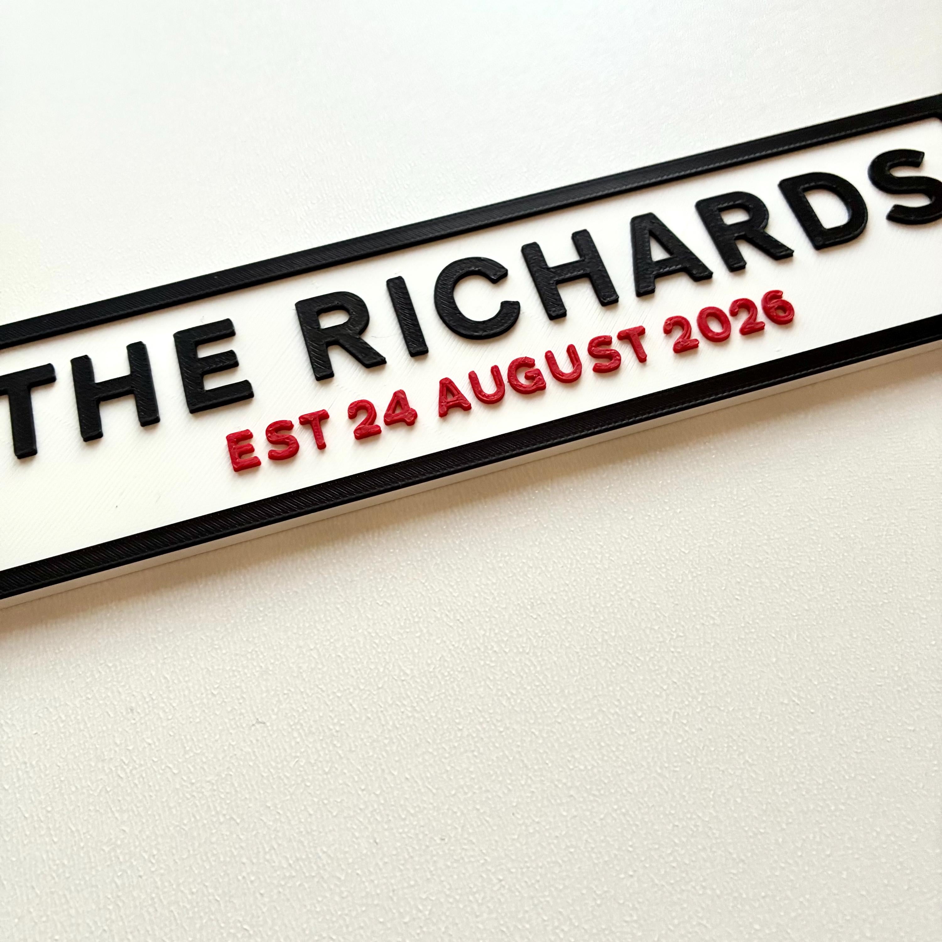 Personalised Text Sign – Custom Family Wedding Street Road House Decoration Plate
