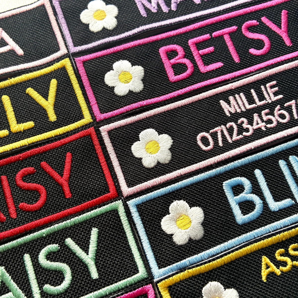 VELCRO® Patch To Fit Julius K9 Dog Harness Personalised Embroidered Custom Text Flower Floral Badge