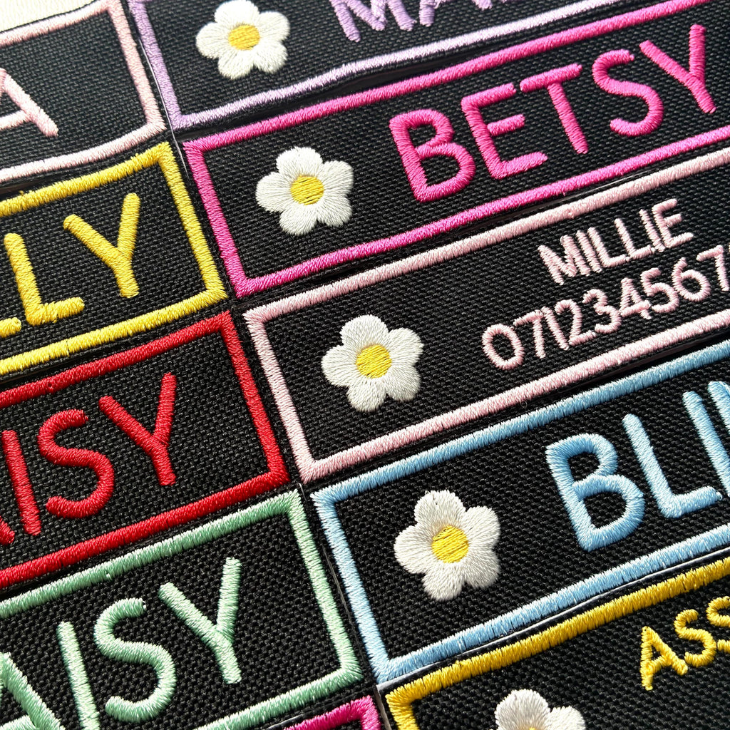 VELCRO® Patch To Fit Julius K9 Dog Harness Personalised Embroidered Custom Text Flower Floral Badge