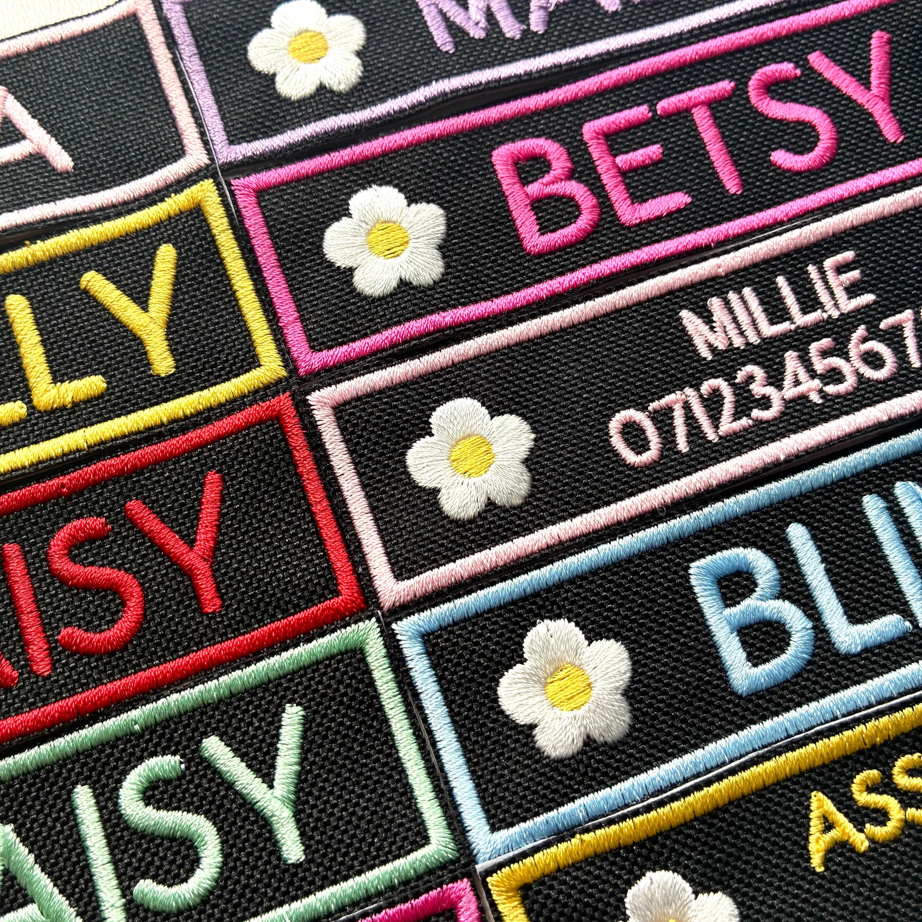 VELCRO® Patch To Fit Julius K9 Dog Harness Personalised Embroidered Custom Text Flower Floral Badge
