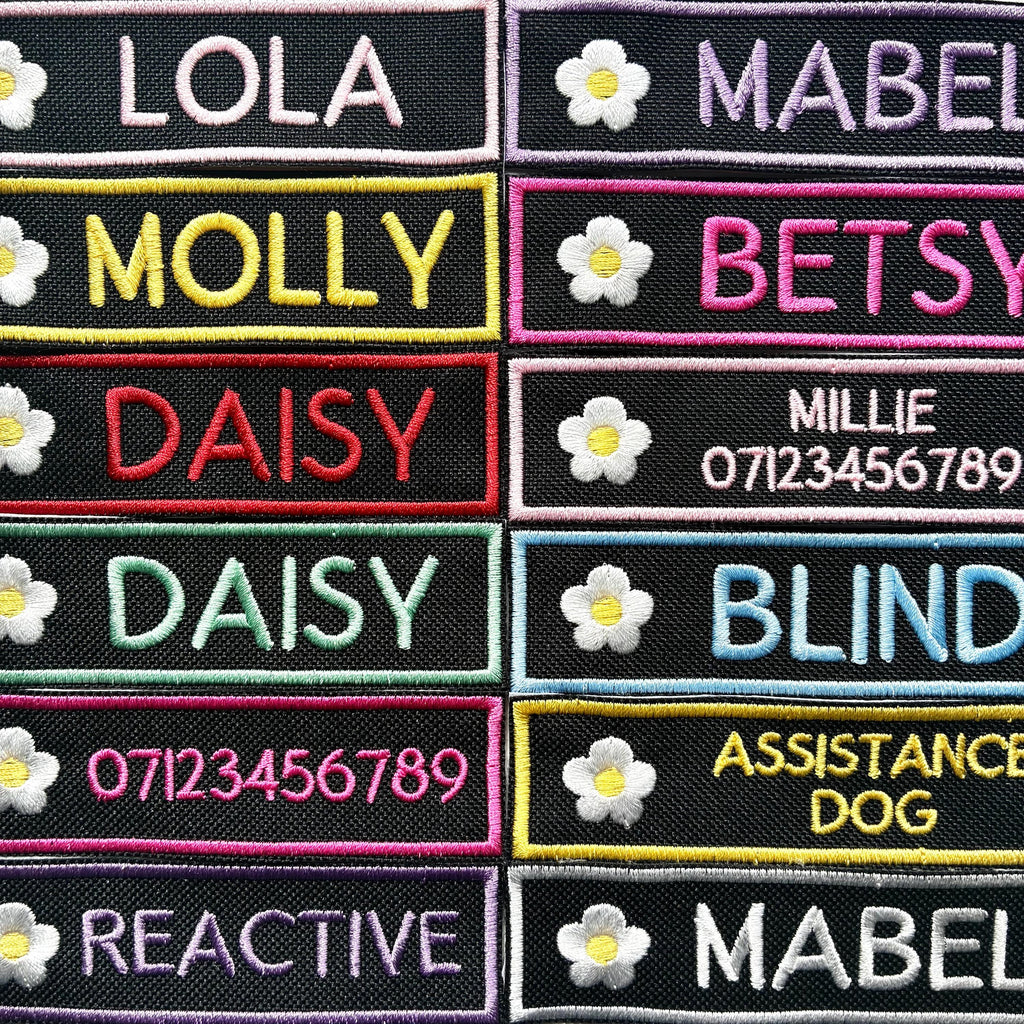 VELCRO® Patch To Fit Julius K9 Dog Harness Personalised Embroidered Custom Text Flower Floral Badge