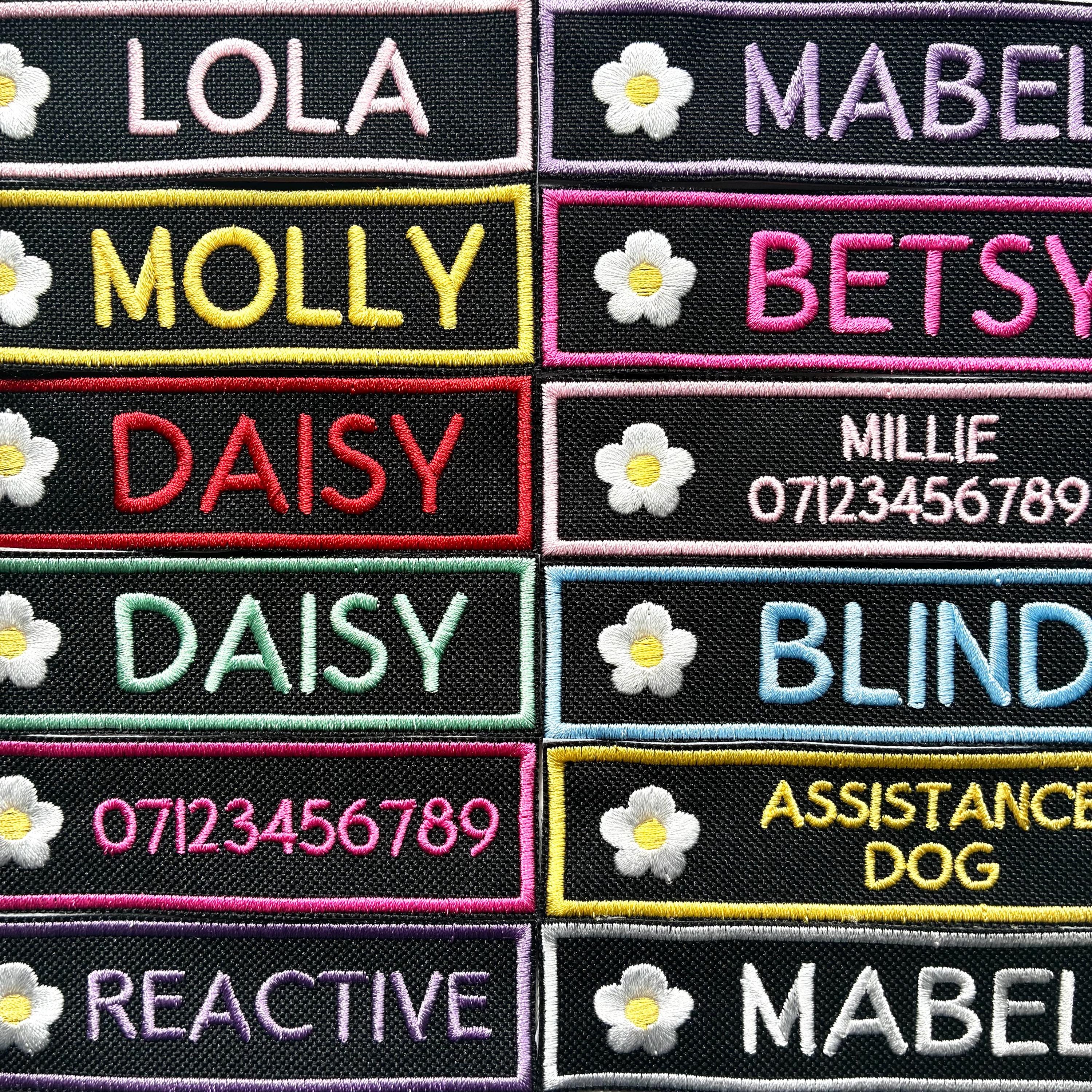 VELCRO® Patch To Fit Julius K9 Dog Harness Personalised Embroidered Custom Text Flower Floral Badge