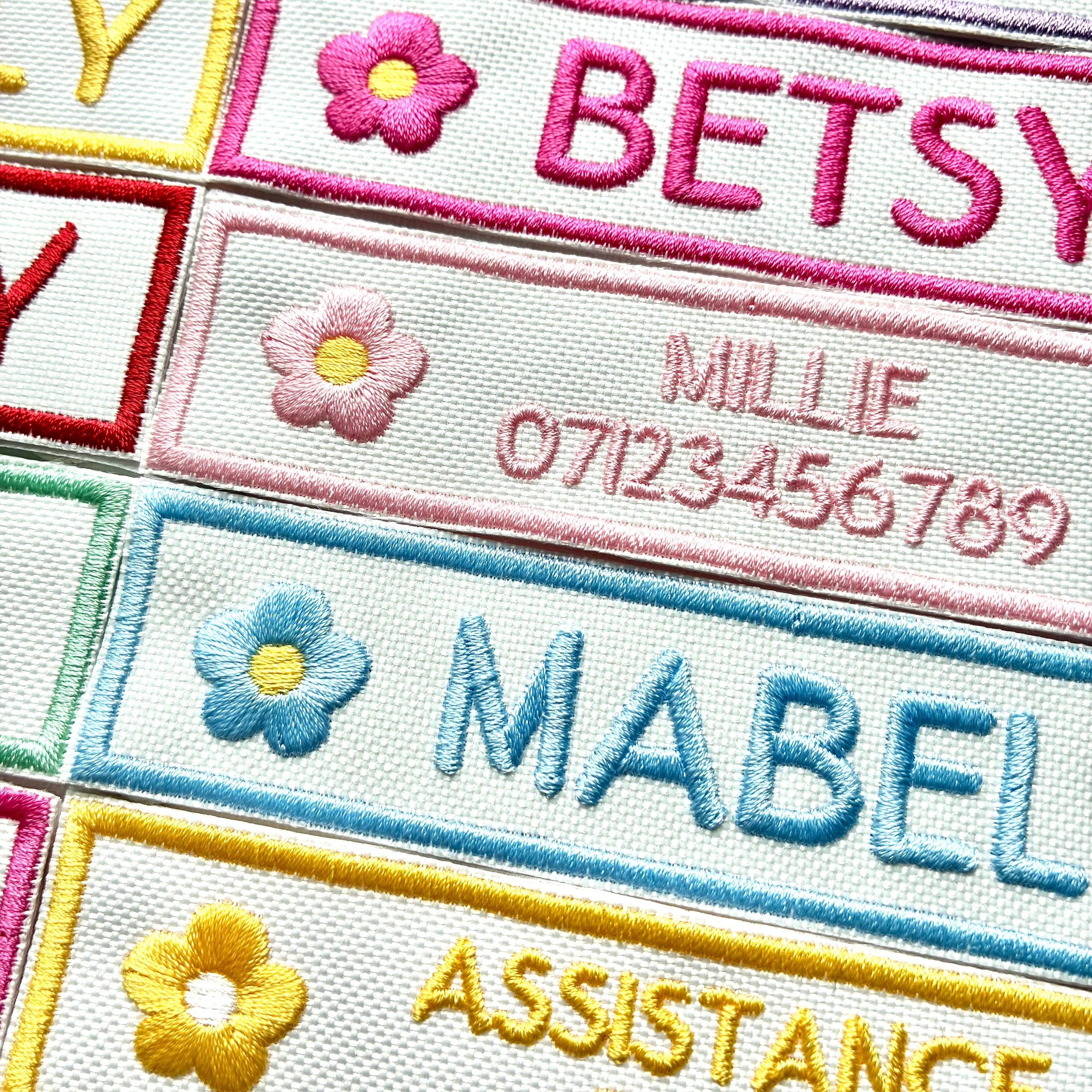 VELCRO® Patch To Fit Julius K9 Dog Harness Personalised Embroidered Custom Text Flower Floral Badge
