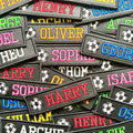 Personalised Embroidered Text Football Patch Iron On & Sew On Custom Kids Badge