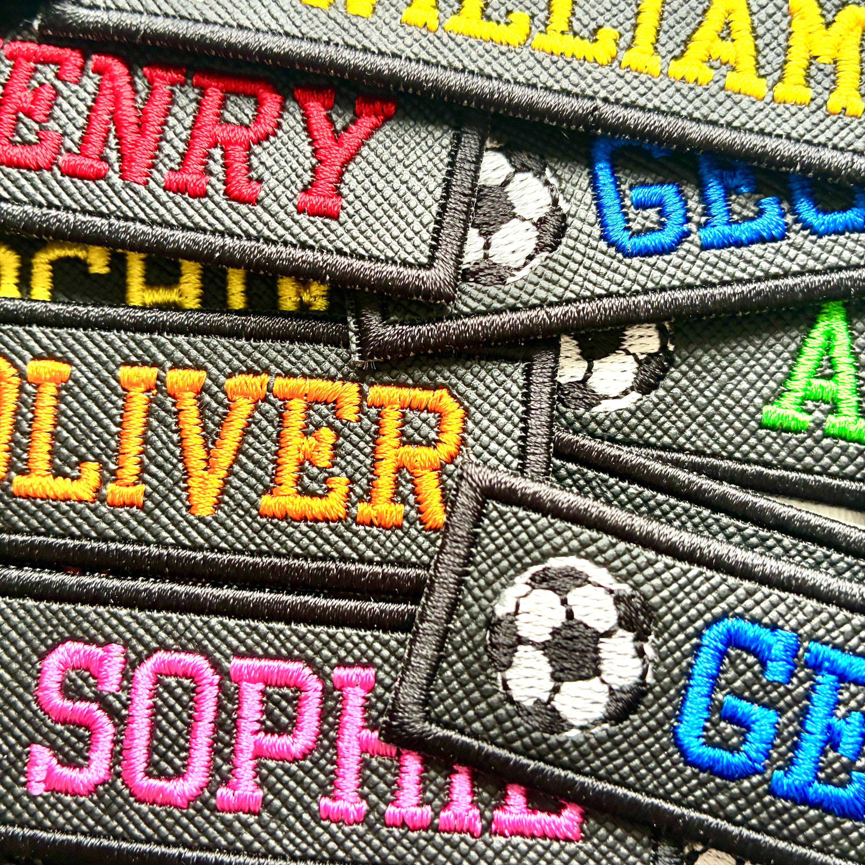 Personalised Embroidered Text Football Patch Iron On & Sew On Custom Kids Badge