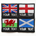 Personalised Embroidered Flag Patch 60x50mm Sew/Iron/VELCRO® Custom Text Badge