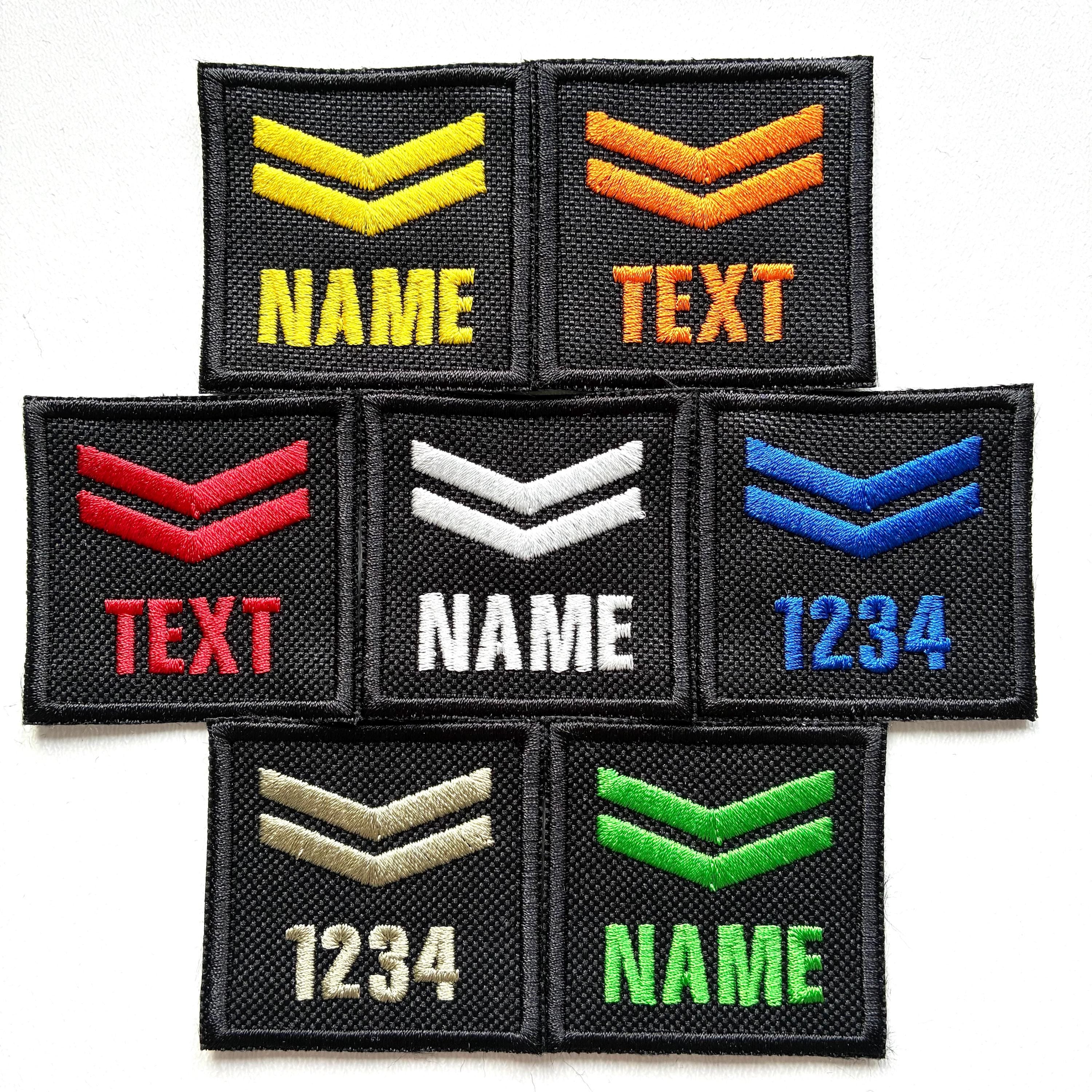 Personalised Embroidered Corporal Chevron Patch 50x50mm Sew/Iron/VELCRO® Custom Text Badge Black