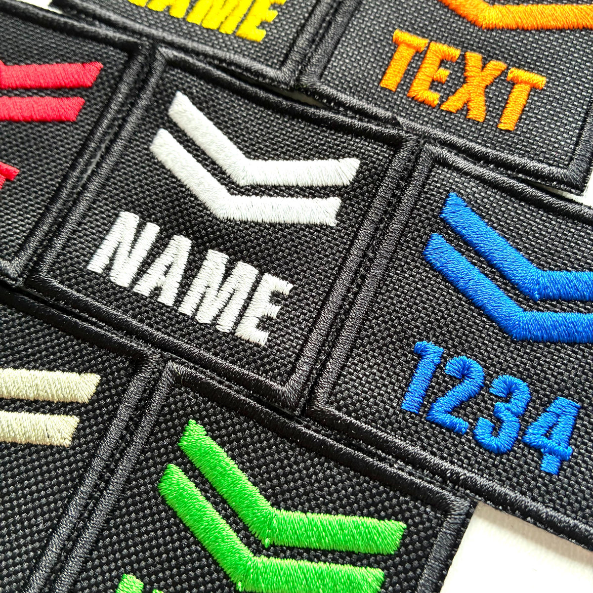 Personalised Embroidered Corporal Chevron Patch 50x50mm Sew/Iron/VELCRO® Custom Text Badge Black