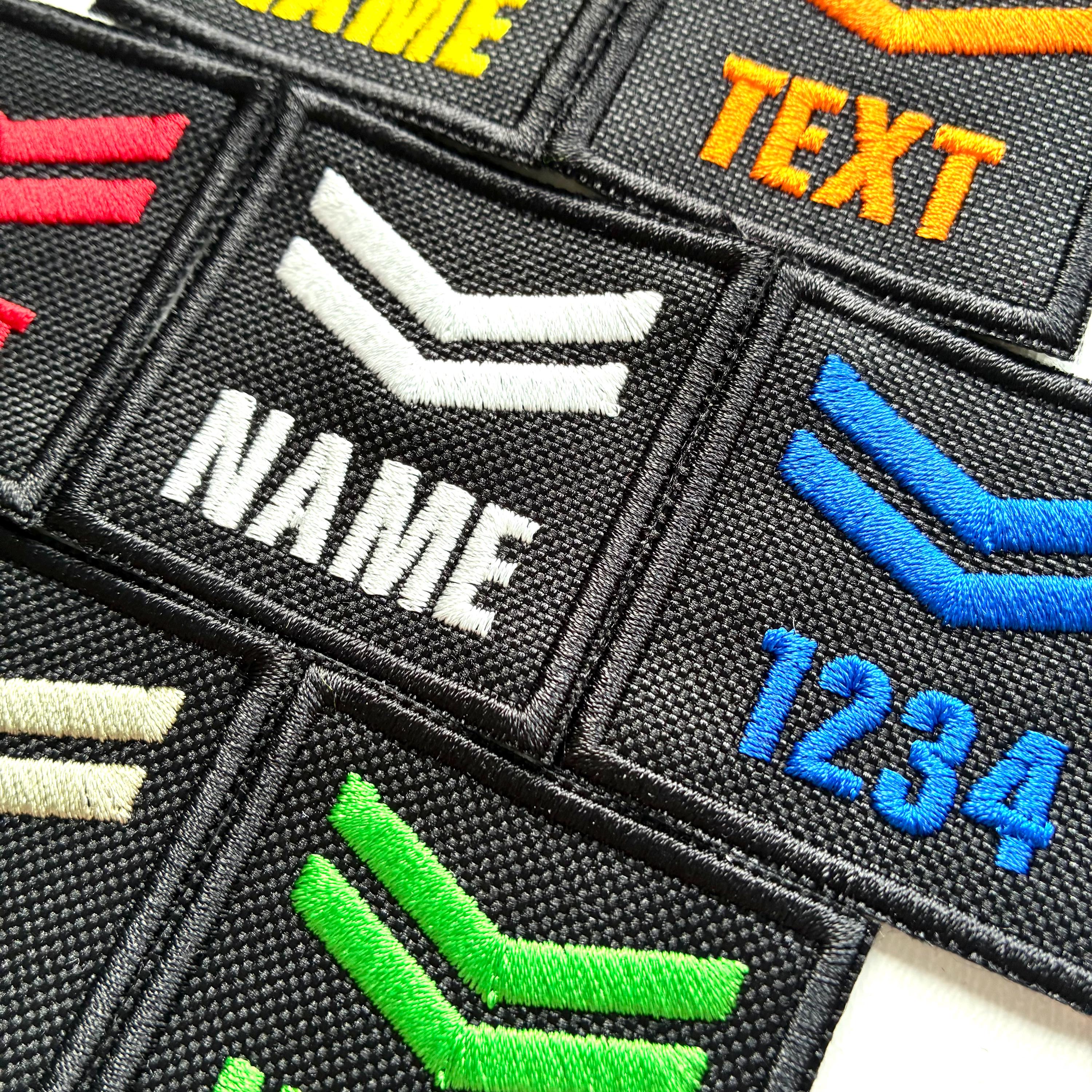 Personalised Embroidered Corporal Chevron Patch 50x50mm Sew/Iron/VELCRO® Custom Text Badge Black