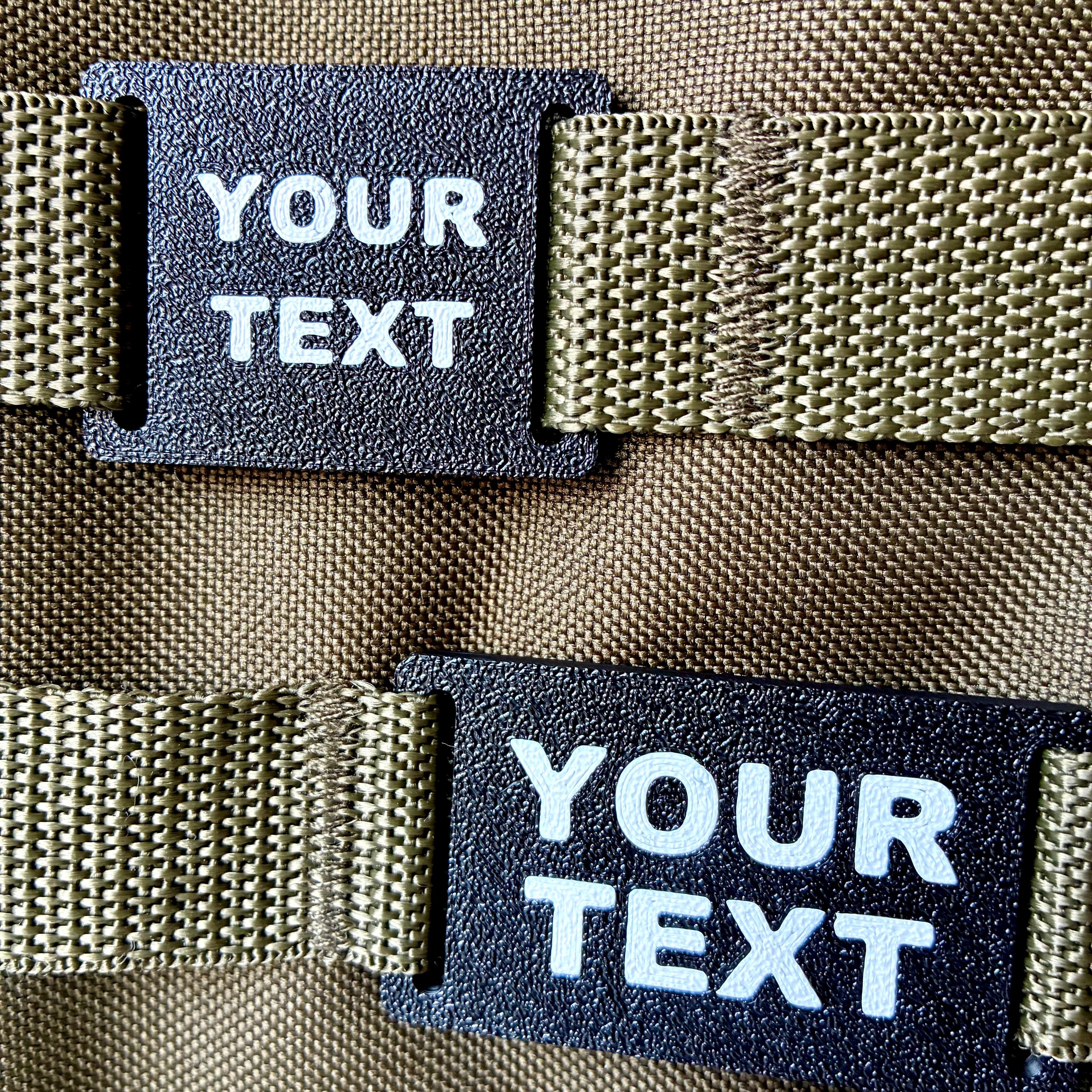 Personalised Text Molle Tag - Custom Plastic Badge Patch for Tactical Backpack Webbing Straps