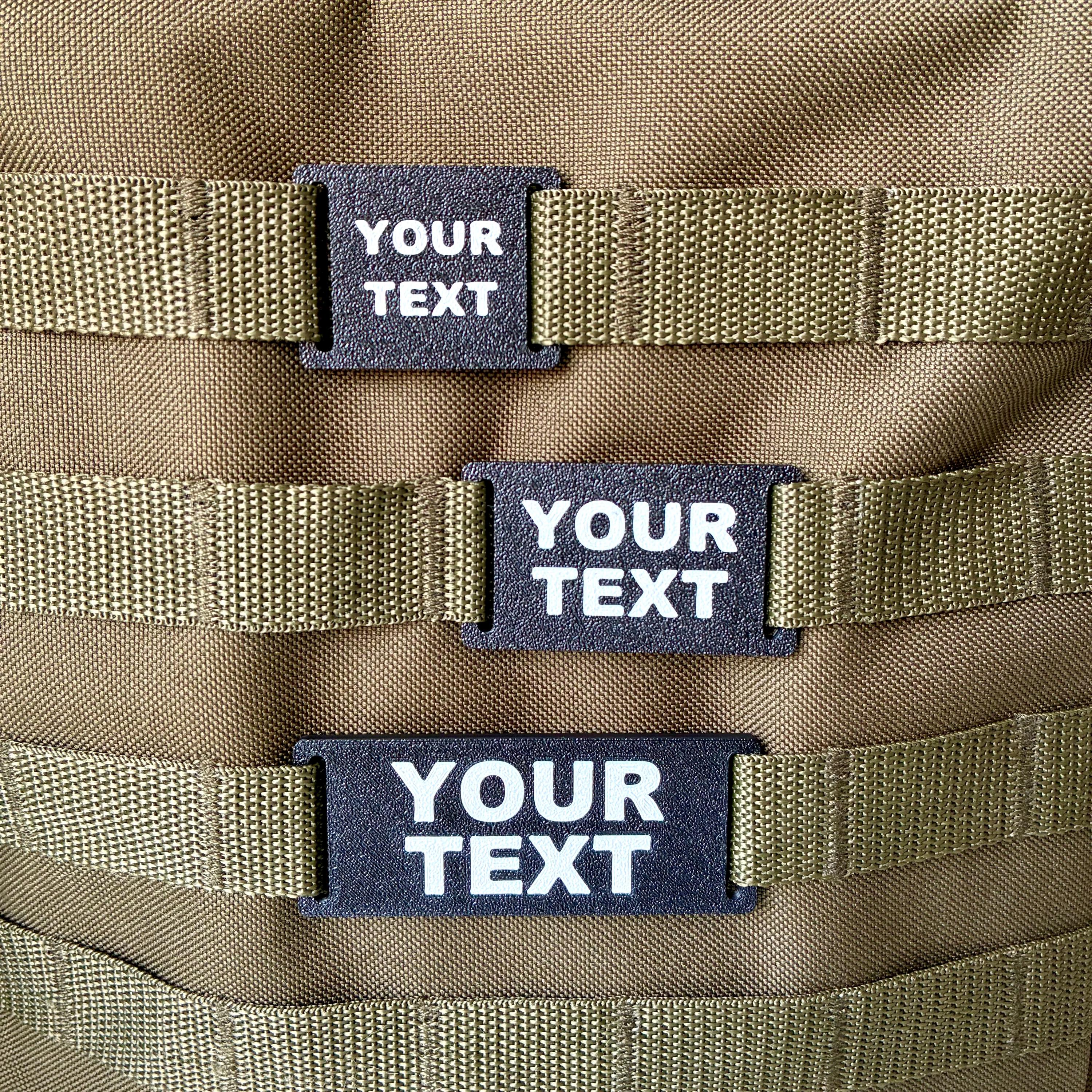 Personalised Text Molle Tag - Custom Plastic Badge Patch for Tactical Backpack Webbing Straps