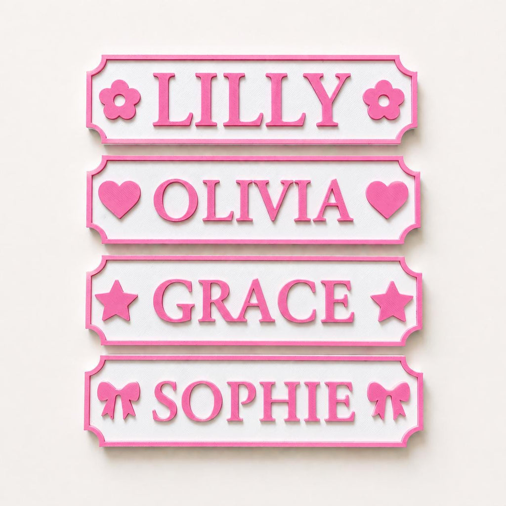 Personalised Name Pink Door Sign – Custom Girls Bedroom Decoration Plate Plaque