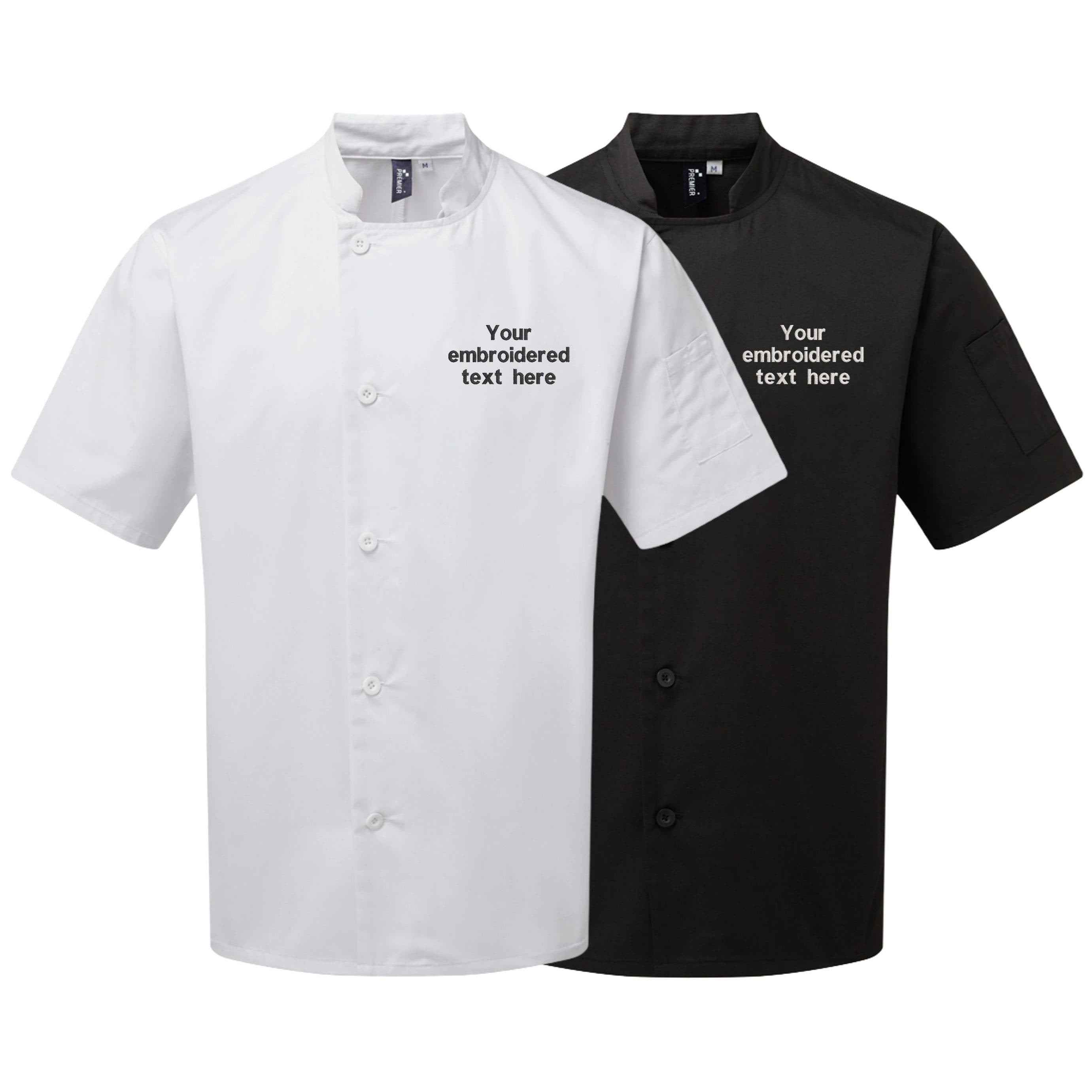 Embroidered Personalised Text Chef's Short Sleeve Jacket Custom Business Kitchen Uniform