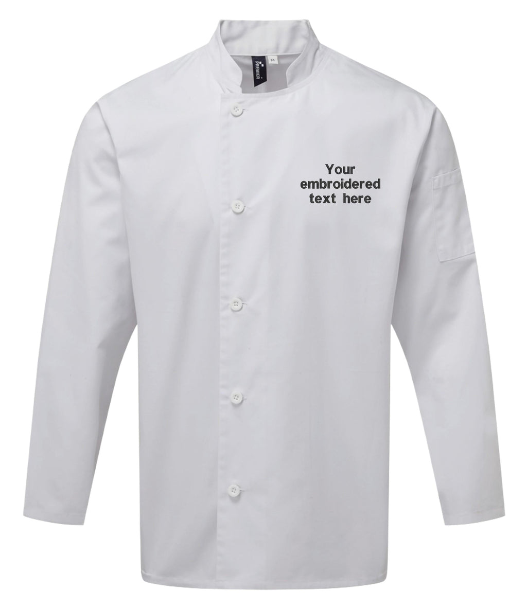 Embroidered Personalised Text Chef's Long Sleeve Jacket Custom Business Kitchen Uniform