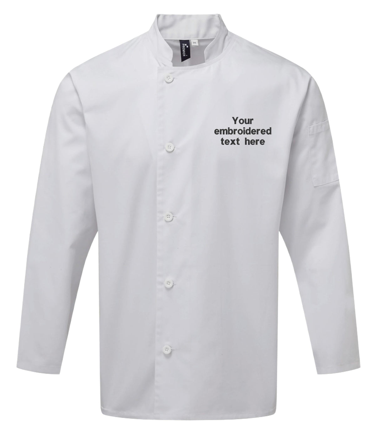 Embroidered Personalised Text Chef's Long Sleeve Jacket Custom Business Kitchen Uniform