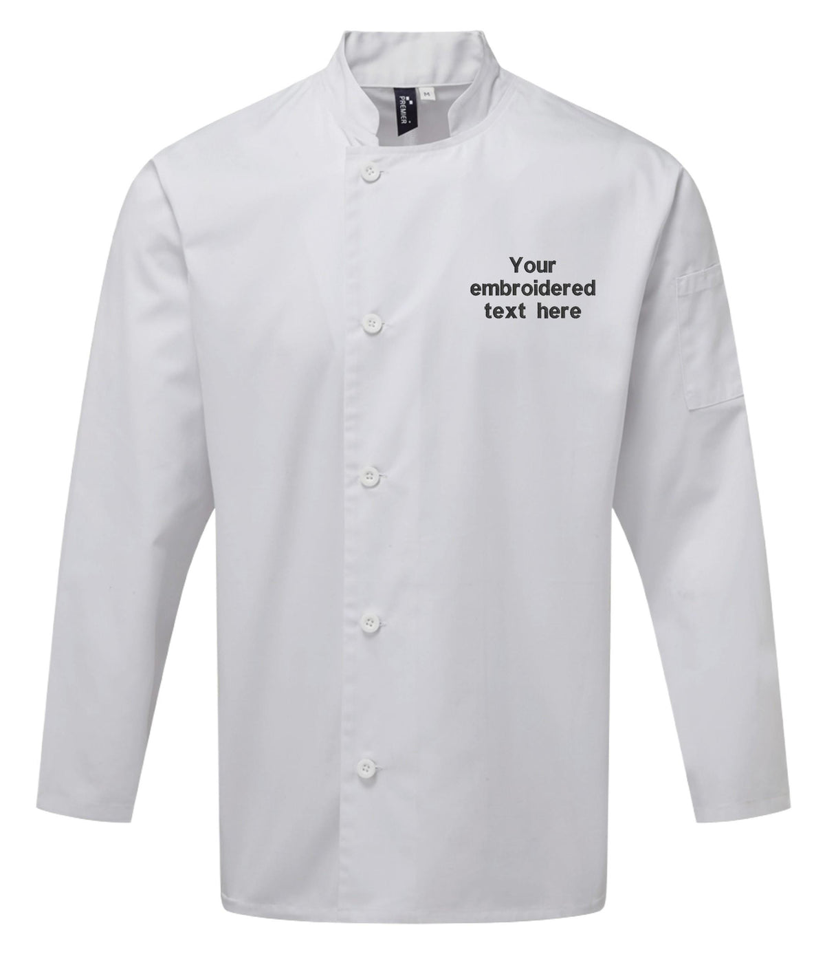 Embroidered Personalised Text Chef's Long Sleeve Jacket Custom Business Kitchen Uniform