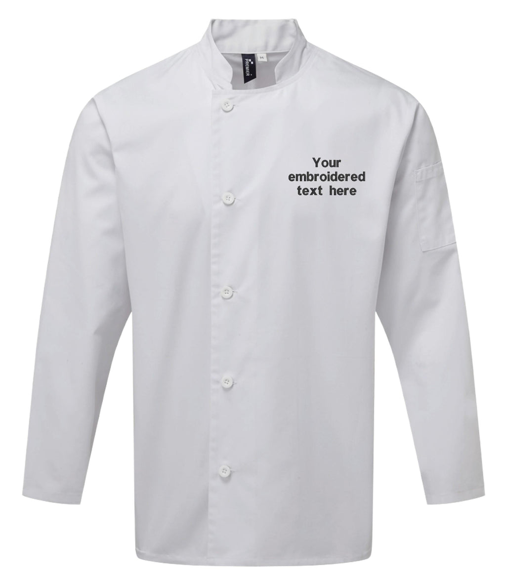 Embroidered Personalised Text Chef's Long Sleeve Jacket Custom Business Kitchen Uniform