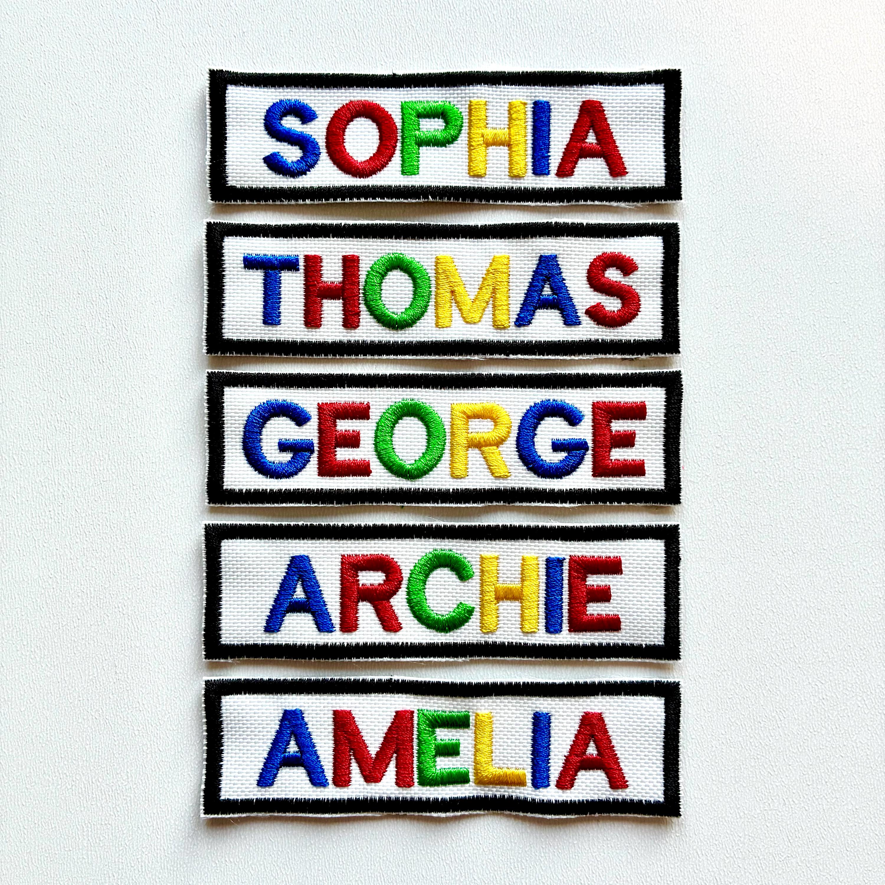 Personalised Embroidered Rainbow Text Patch Sew/Iron/VELCRO® Custom Name Badge