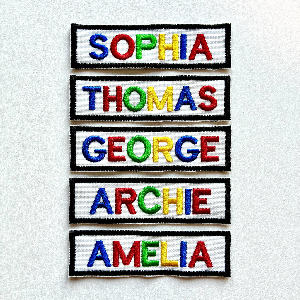 Personalised Embroidered Rainbow Text Patch Sew/Iron/VELCRO® Custom Name Badge