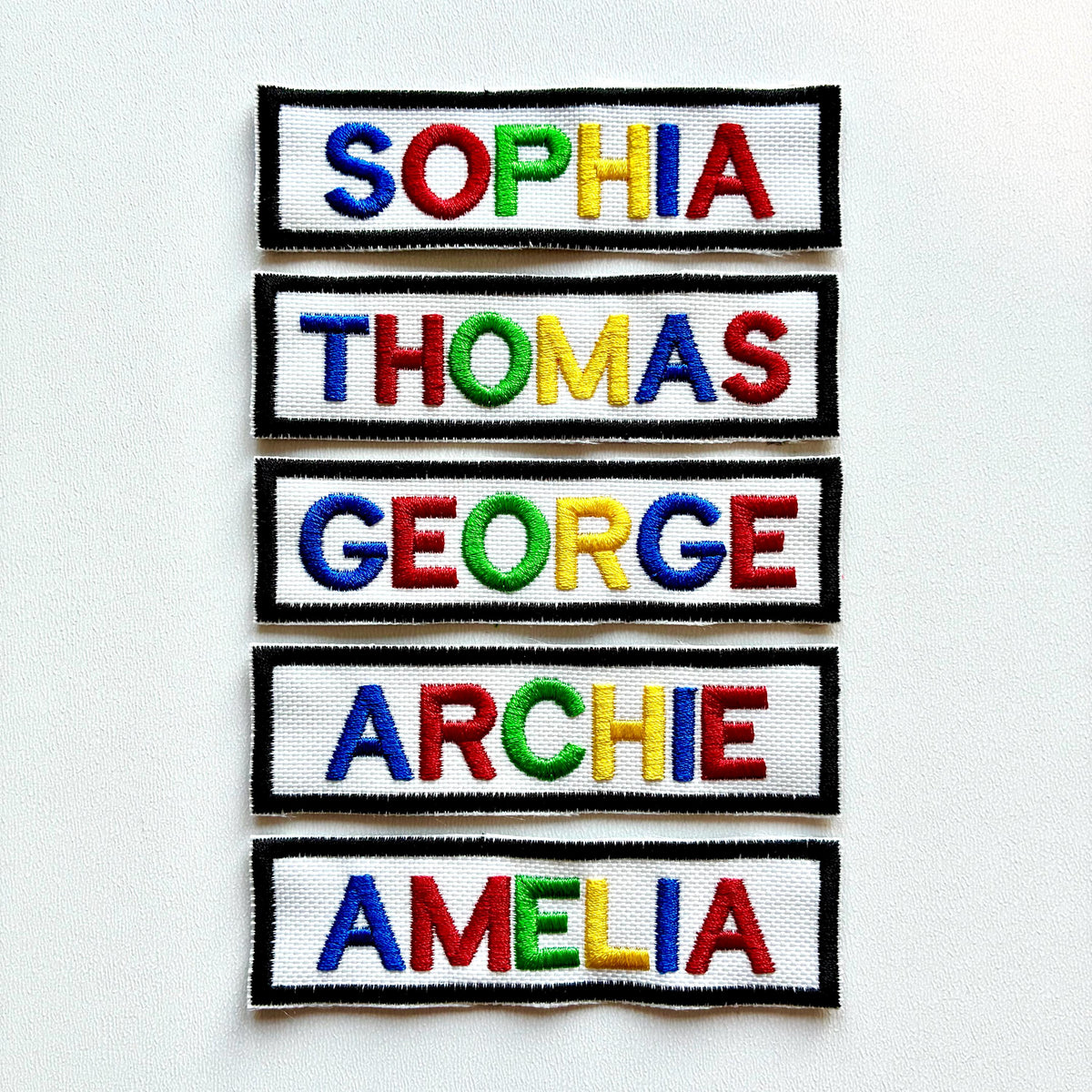 Personalised Embroidered Rainbow Text Patch Sew/Iron/VELCRO® Custom Name Badge