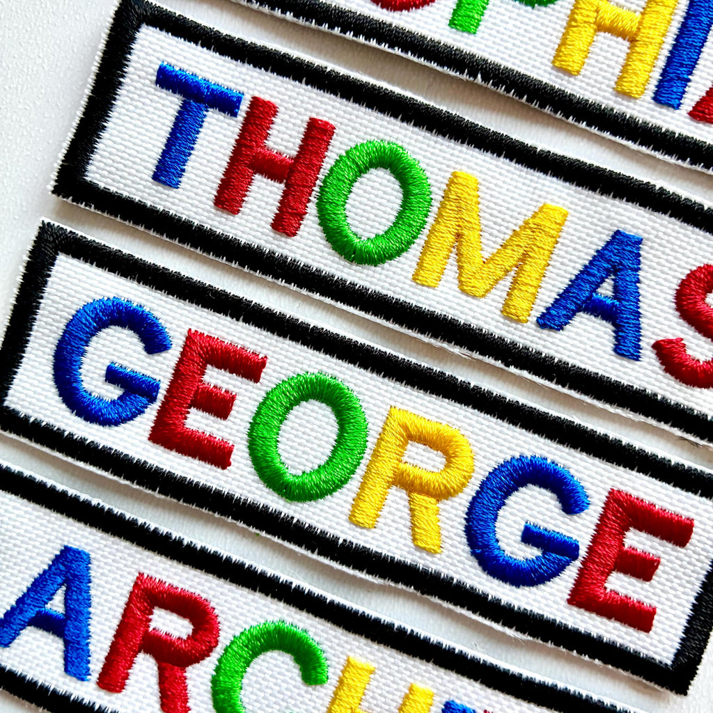 Personalised Embroidered Rainbow Text Patch Sew/Iron/VELCRO® Custom Name Badge
