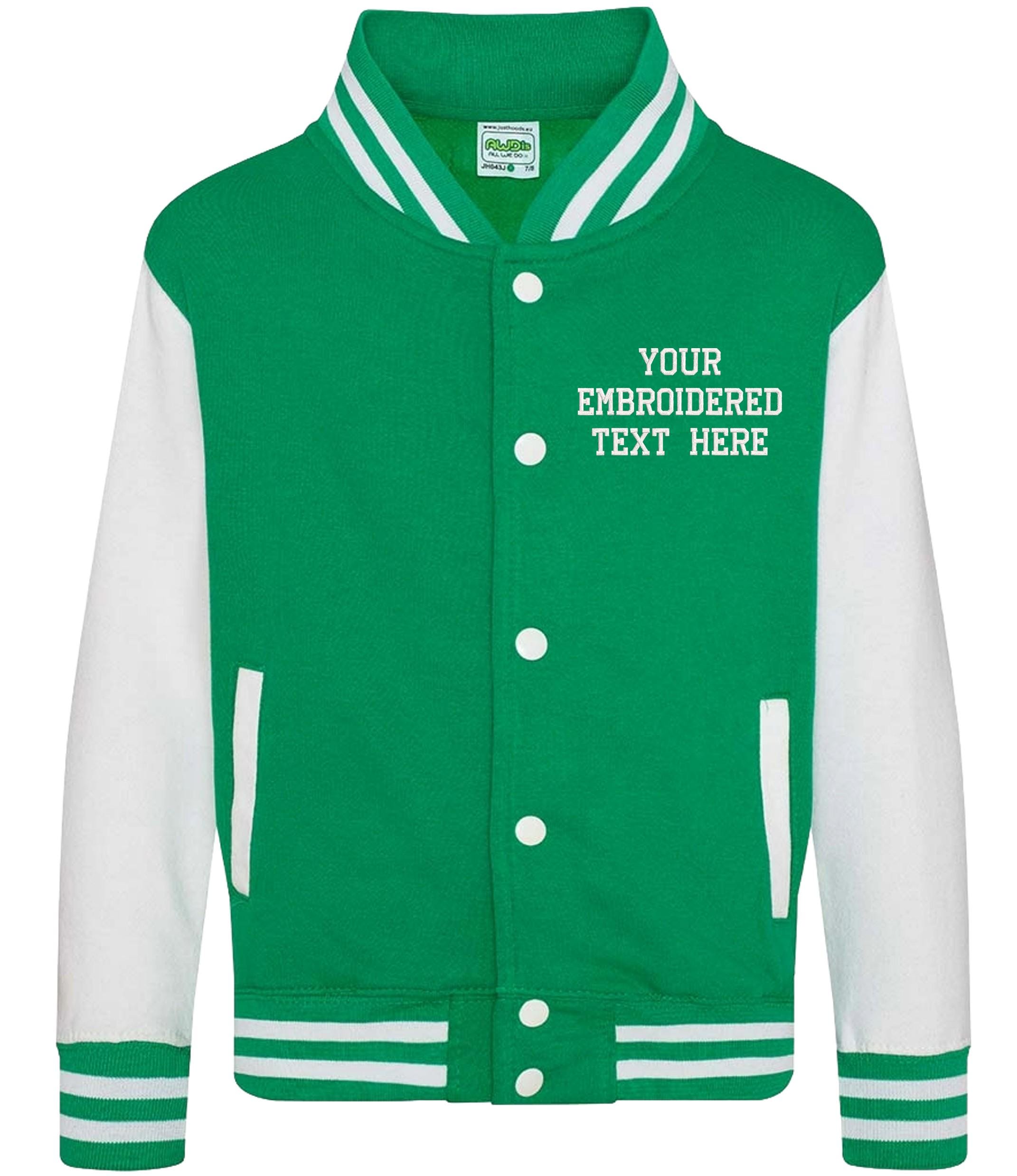 Embroidered Personalised Text Adults Varsity Jacket Custom Name Letterman College Baseball