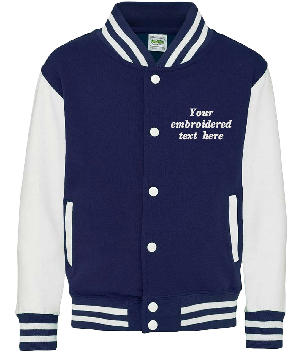 Embroidered Personalised Text Adults Varsity Jacket Custom Name Letterman College Baseball
