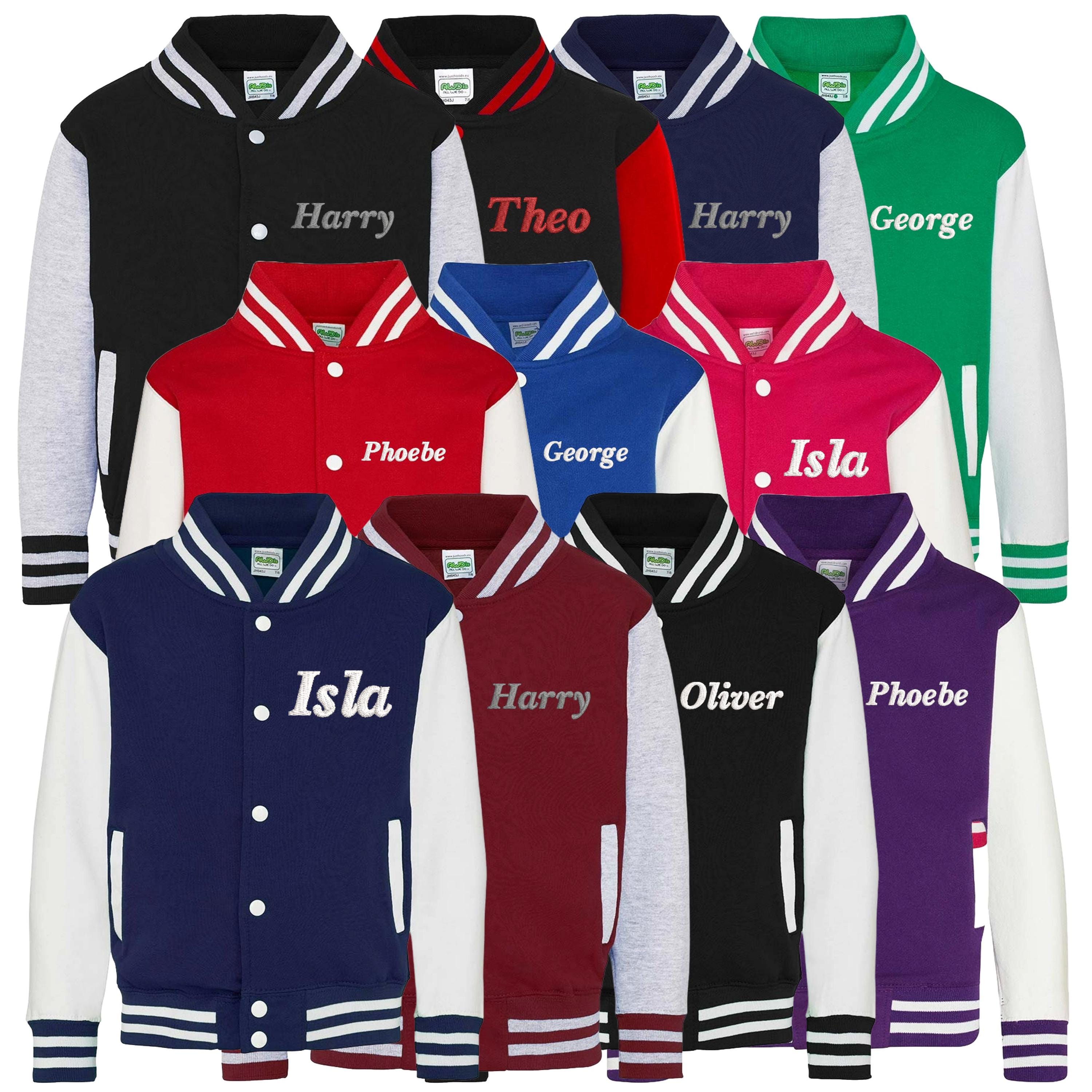 Embroidered Personalised Name Adults Varsity Jacket Custom Text Letterman College Baseball