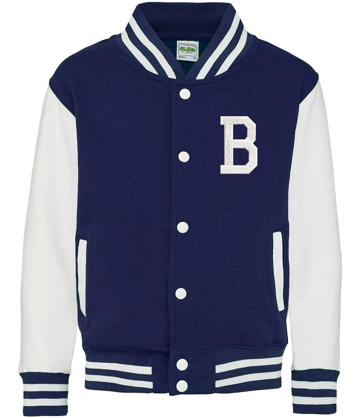 Embroidered Personalised Initial Kids Varsity Jacket Childrens Custom Name Letterman College Baseball