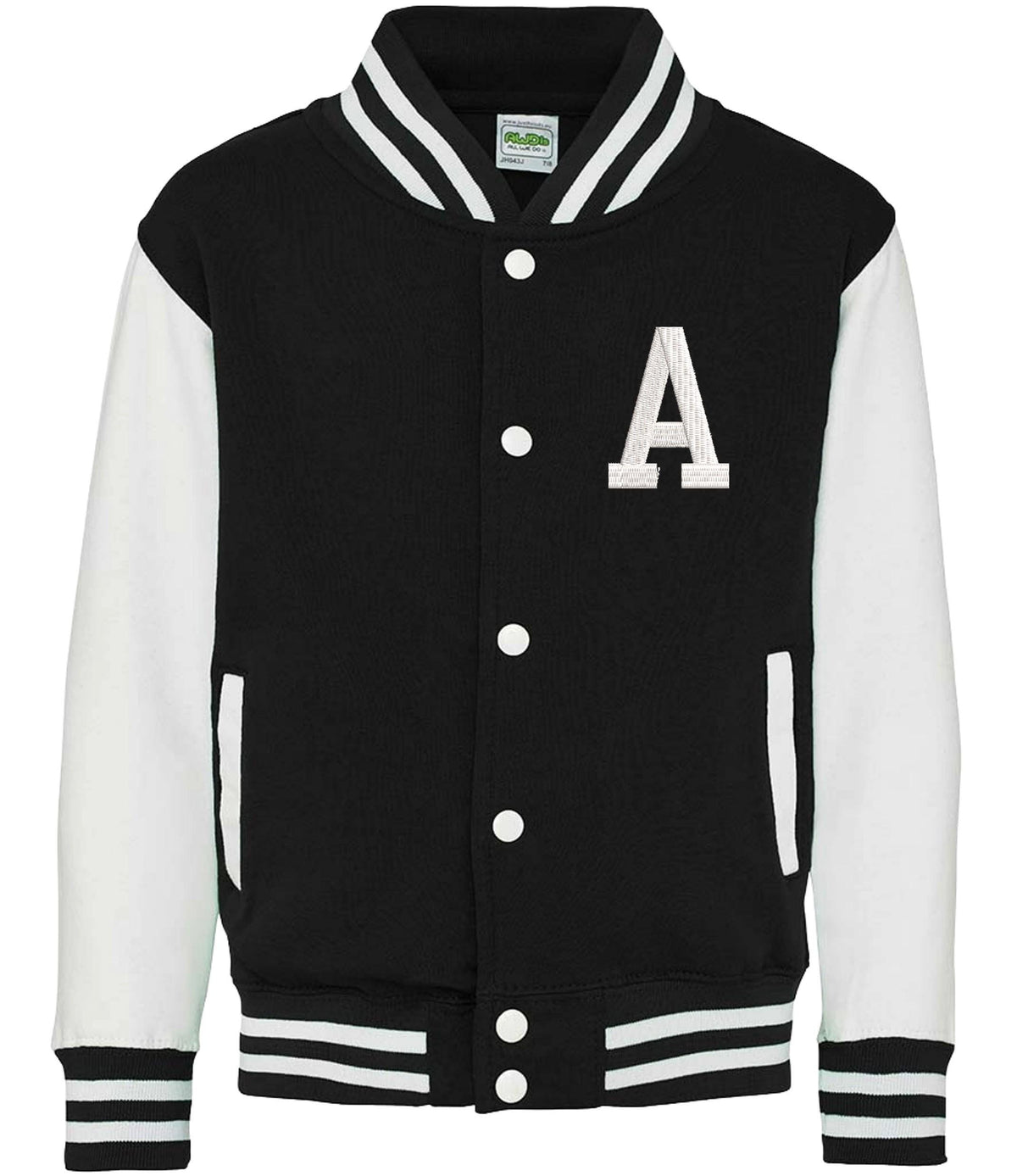 Embroidered Personalised Initial Kids Varsity Jacket Childrens Custom Name Letterman College Baseball