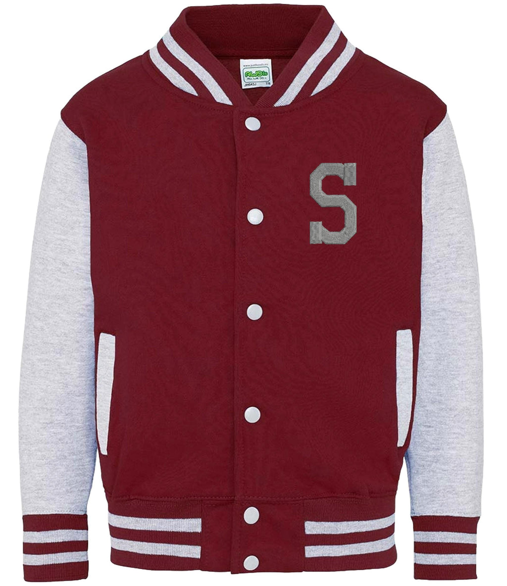 Embroidered Personalised Initial Kids Varsity Jacket Childrens Custom Name Letterman College Baseball