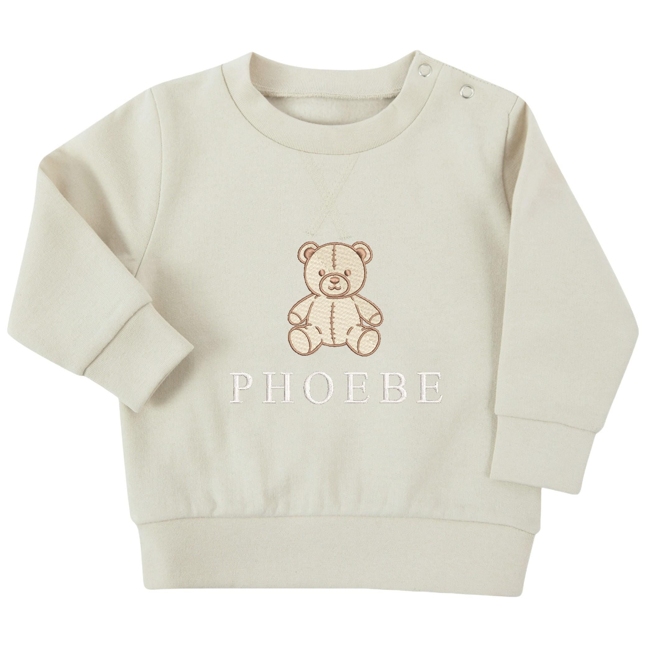 Embroidered Teddy Bear Personalised Name Sustainable Sweatshirt Baby & Toddler Custom Jumper
