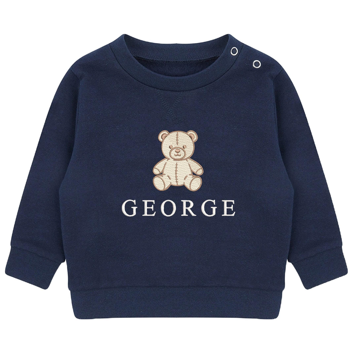 Embroidered Teddy Bear Personalised Name Sustainable Sweatshirt Baby & Toddler Custom Jumper