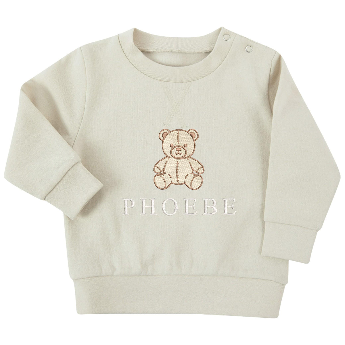 Embroidered Teddy Bear Personalised Name Sustainable Sweatshirt Baby & Toddler Custom Jumper