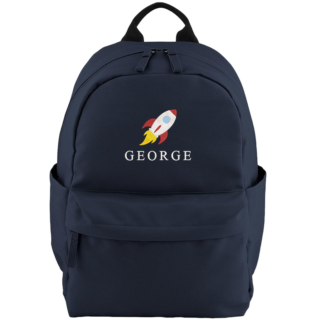 Embroidered Kids Space Rocket Personalised Name Small Backpack Boys Custom School Rucksack Nursery Bag