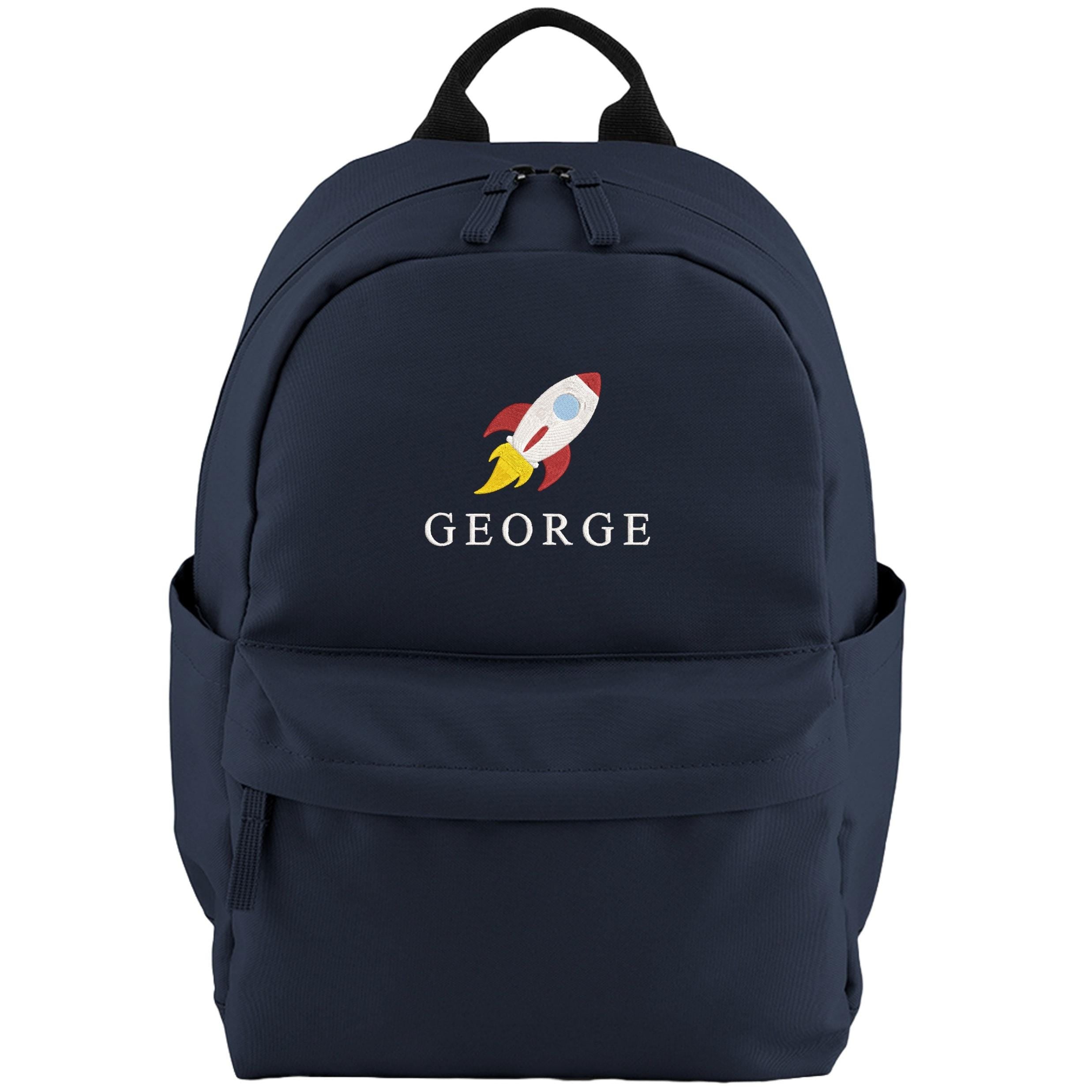 Embroidered Kids Space Rocket Personalised Name Small Backpack Boys Custom School Rucksack Nursery Bag