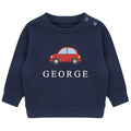Embroidered Car Personalised Name Boys Sustainable Sweatshirt Baby & Toddler Custom Jumper Gift