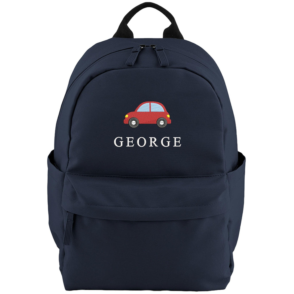 Embroidered Kids Car Personalised Name Small Backpack Boys Custom School Rucksack Nursery Bag
