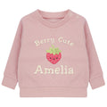 Embroidered Girls Personalised Name Berry Cute Baby and Toddler Pink Sustainable Sweatshirts