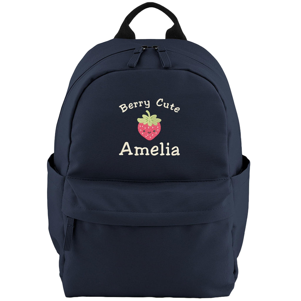 Embroidered Girls Personalised Name Berry Cute Small Backpack Custom Text School Rucksack Nursery Bag