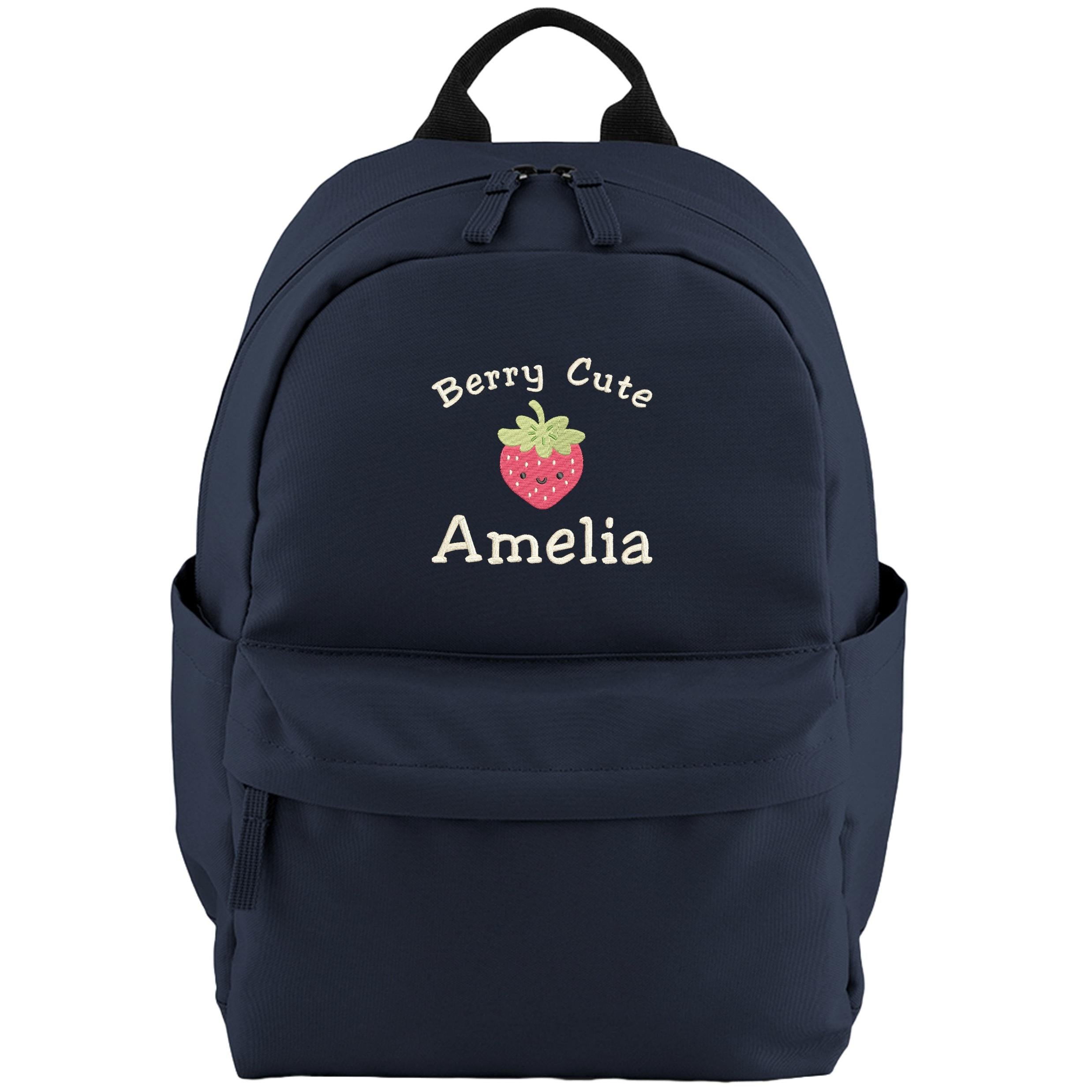 Embroidered Girls Personalised Name Berry Cute Small Backpack Custom Text School Rucksack Nursery Bag