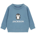 Embroidered Penguin Personalised Name Boys Sustainable Sweatshirt Baby & Toddler Custom Jumper Gift