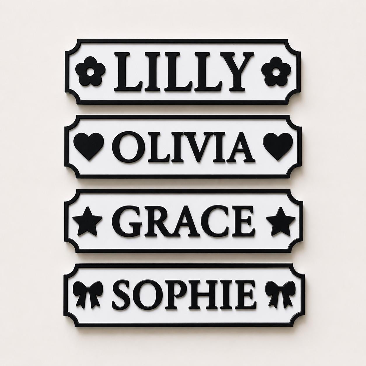 Personalised Name Black Door Sign – Custom Girls Bedroom Decoration Plate Plaque